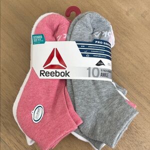 Reebok Athletic Ankle Socks - Pink and Gray 10 Pack